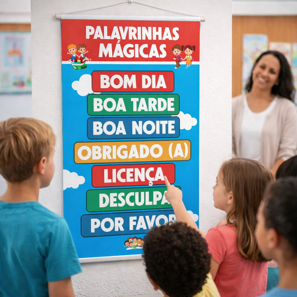 Banner Apoio Pedagógico Palavrinhas Mágicas - 40 Cm X 60 Cm