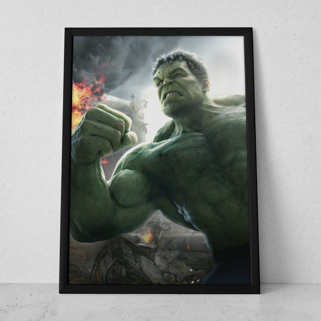 Quadro Decorativo Com Moldura Grande Hulk Marvel Bruce Banner Decoração & Parede