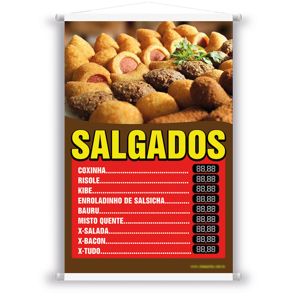 Placa Faixa Banner Salgados - Preço Editável 40x60cm