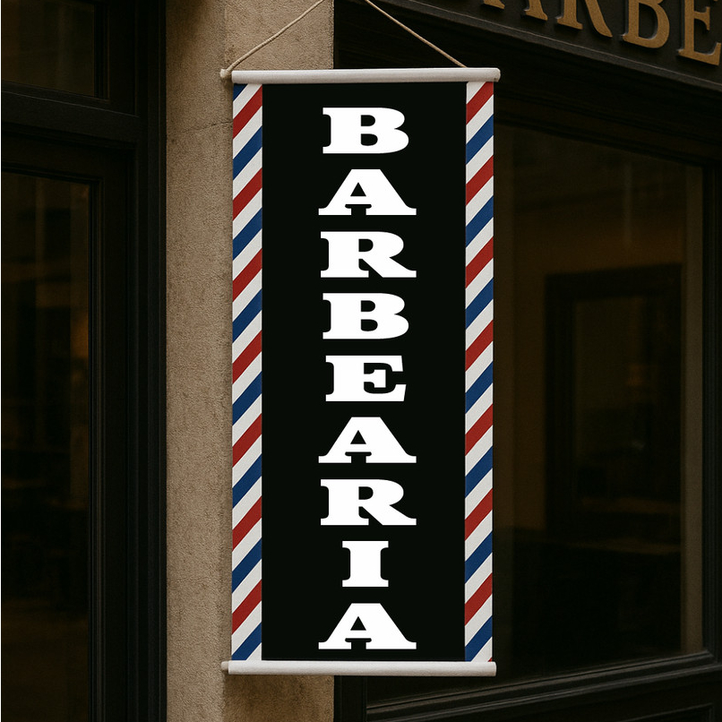 Banner Barberia corte de cabelo barber Shop Escrita Barbearia Faixa Premium Atrai Clientes 100x30cm
