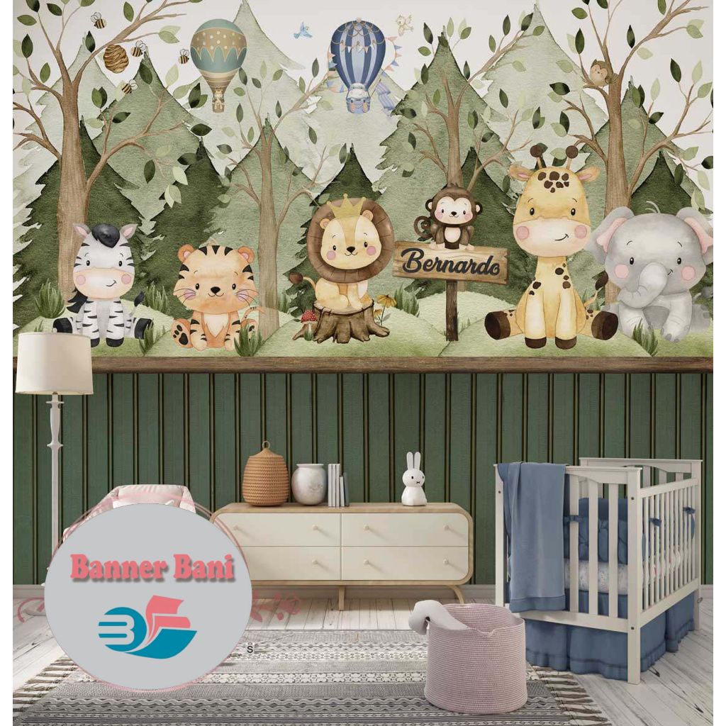 Papel de Parede Personalizado SAFARI Encantado Infantil Menino BANNER 03 M²