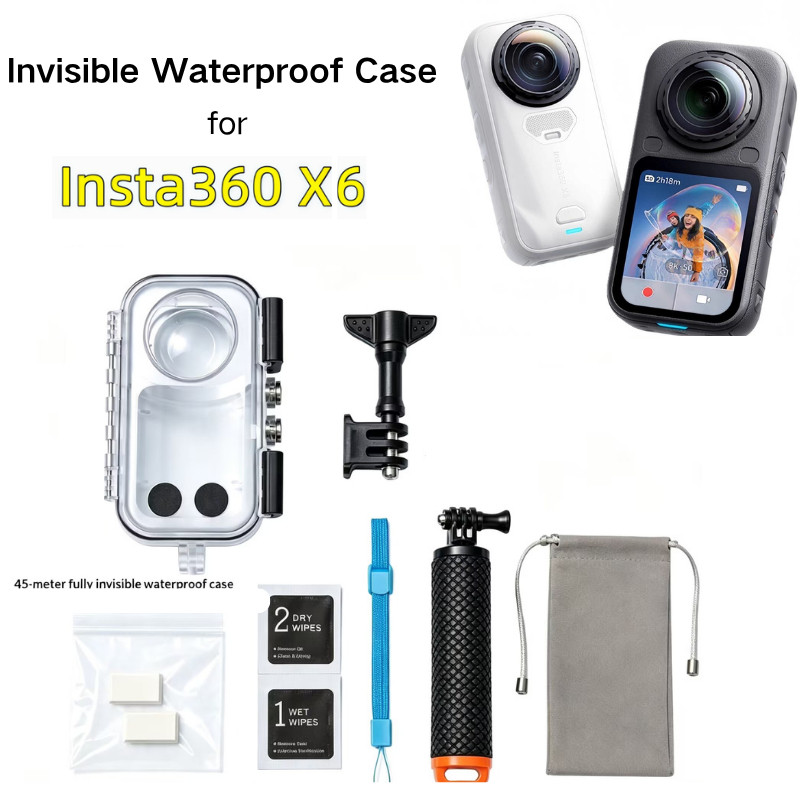 Capa Impermeável Invisível Para Câmera De Ação Insta360 X6 , Protetora De Mergulho Subaquático De 45M , Acessórios De Ví