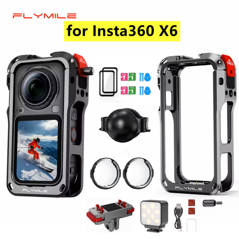 Gaiola De Coelho Para Câmera Em Liga De Alumínio De Metal Flymile Insta360 X6 Estrutura Protetora Resistente A Choques S
