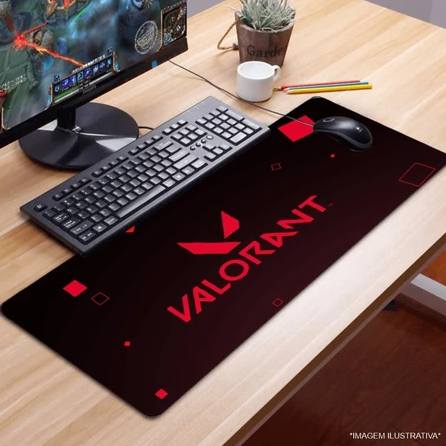 Mousepad Desk Mat Grande Emborrachado Estampa Valorant Jogo Setup Gamer Estiloso Envio Rápido