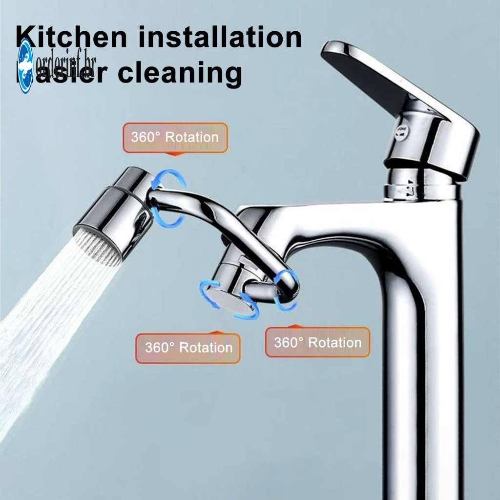 360-degree Rotation Faucet Accessory 1 or 2 Pcs Mechanical Arm with Gentle Face Wash Dual Water Mode Rotatable Bubbler E