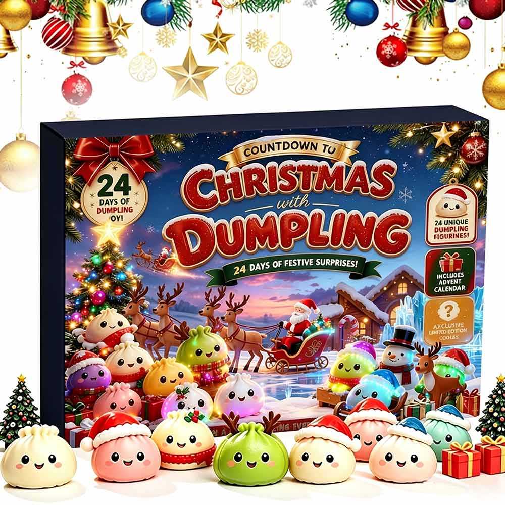Dumpling Figurine Christmas Countdown Calendar,24 Grid Blind Box,4 Box Styles,Fun Xmas Surprise Gift For Kids