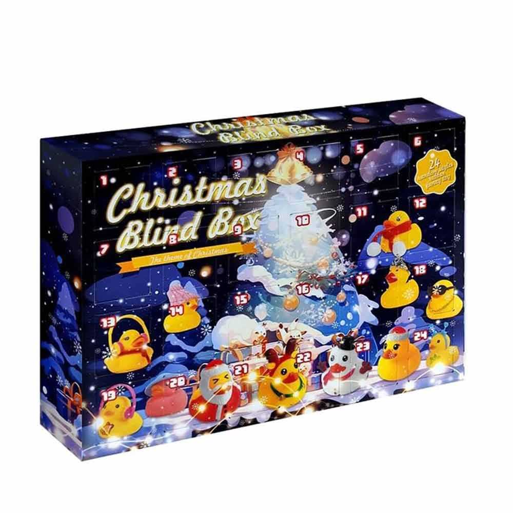 Christmas Duck Advent Blind Box, 24 Grid Calendar Box, Xmas Duck Ornament Set, Countdown Box For Christmas Gift