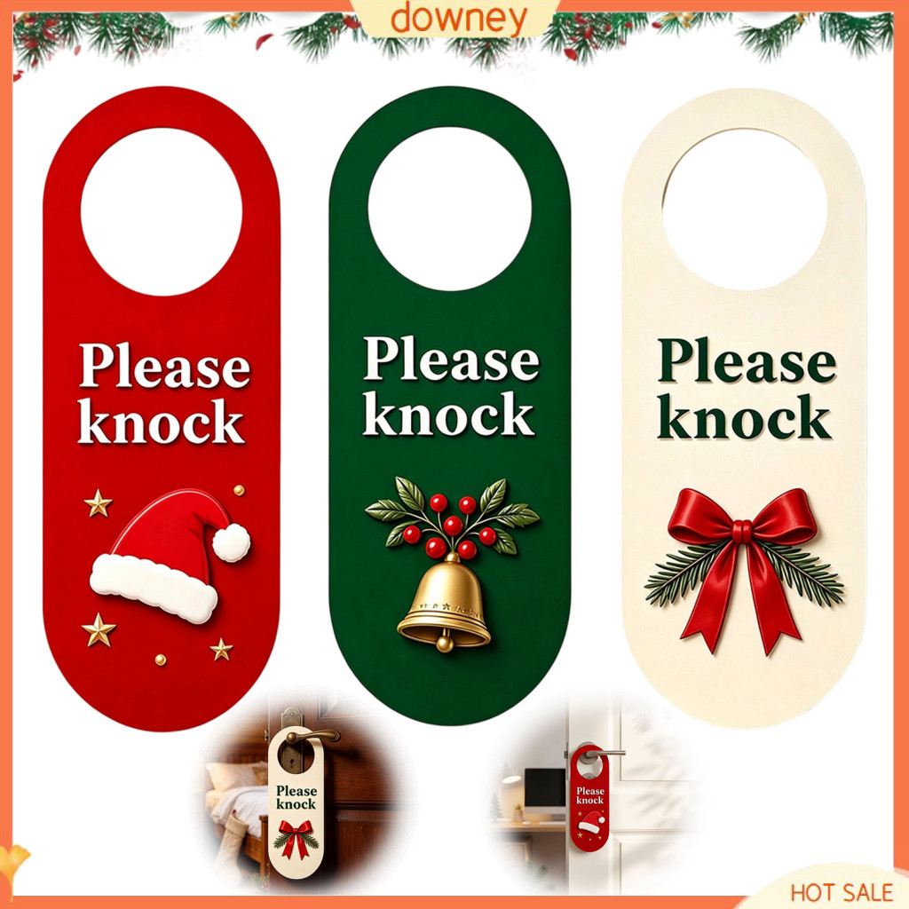 Wooden Christmas Door Hanger with Santa Hat Bell Bow – Festive Holiday Front Decor for Home Entrance Perfect Xmas Gift