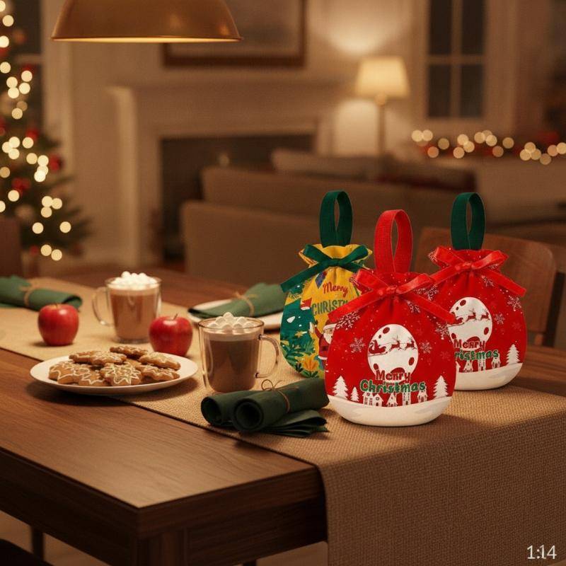 PFG Sacos De Guloseimas De Natal Com Cordão Tamanho Pact Bolsas Para Lembrancinhas De Feriado Doces Sna Kids Xmas Treat