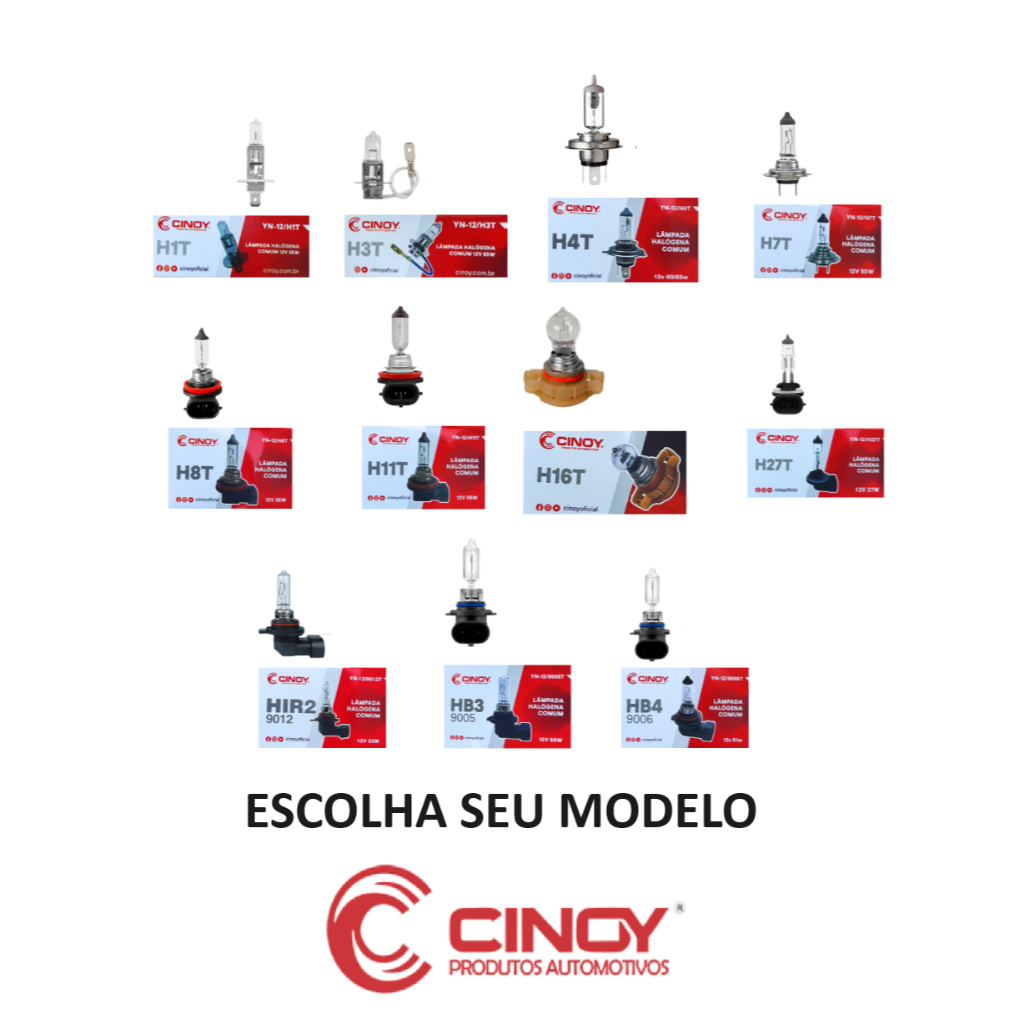 Lâmpada Automotiva Farol Carro H1 H3 H4 H7 H8 H11 H16 H27 881 HB3 HB4 Halôgena Comum Inmetro