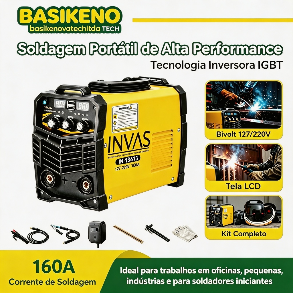 (Bivolt 160A)Máquina de Solda Inversora MMA Eletrodo LCD Display Digital com Kit Completo Para Serralheria Reparos e DIY