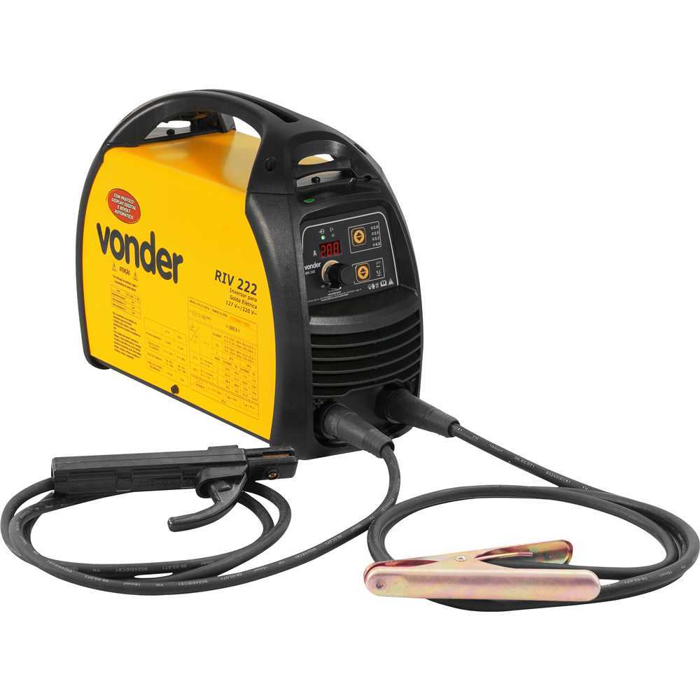 Inversor de Solda 200A Vonder RIV 222 Bivolt Automático TIG Eletrodo Display Digital