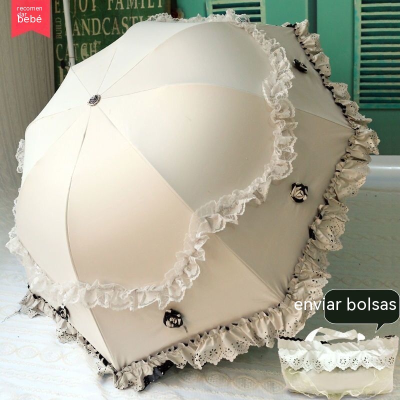 Guarda-sol de dupla utilização Anti-ultravioleta protetor solar guarda-chuva bolsa de nicho de alta aparência feminina 2024 novo estilo preto Mini clipe bolsa de fone de ouvido moda corrente ombro bolsa mensageiro dobrável