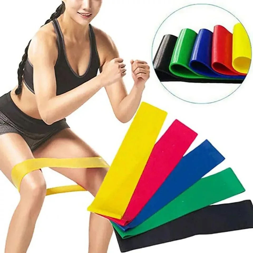 Kit de Elásticos para Treino Mini Band com 5 Faixas Elásticas