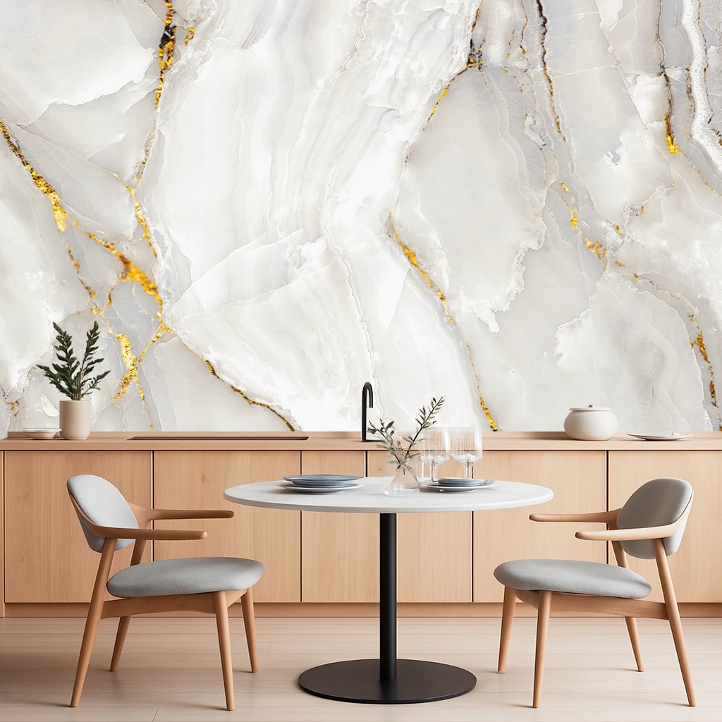 Papel de Parede Para Sala Adesivo Lavável Mármore Calacatta Branco Cozinha Quarto Escritorio 3D