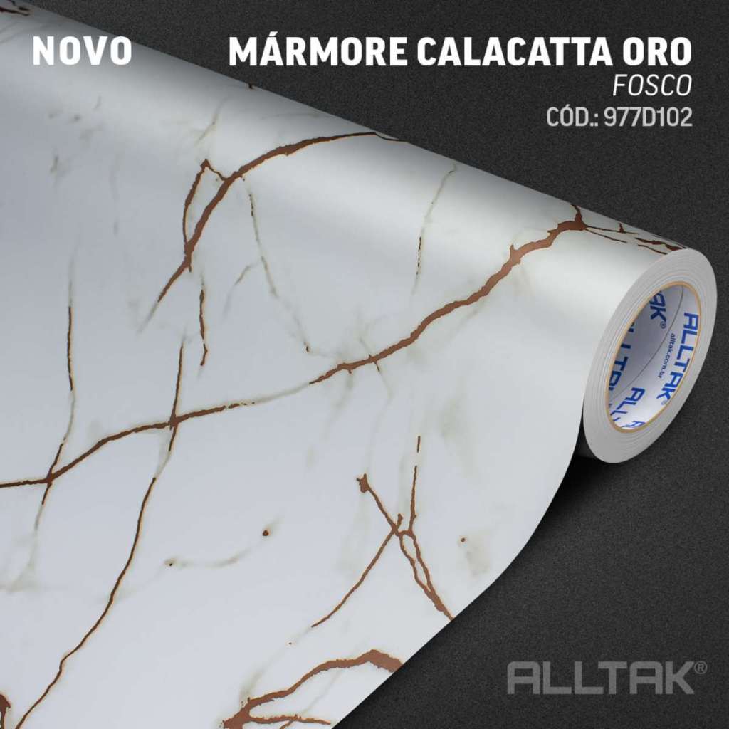 Papel de Parede Adesivo Lavável Mármore Calacatta Oro Fosco -Alltak 1,22 de largura