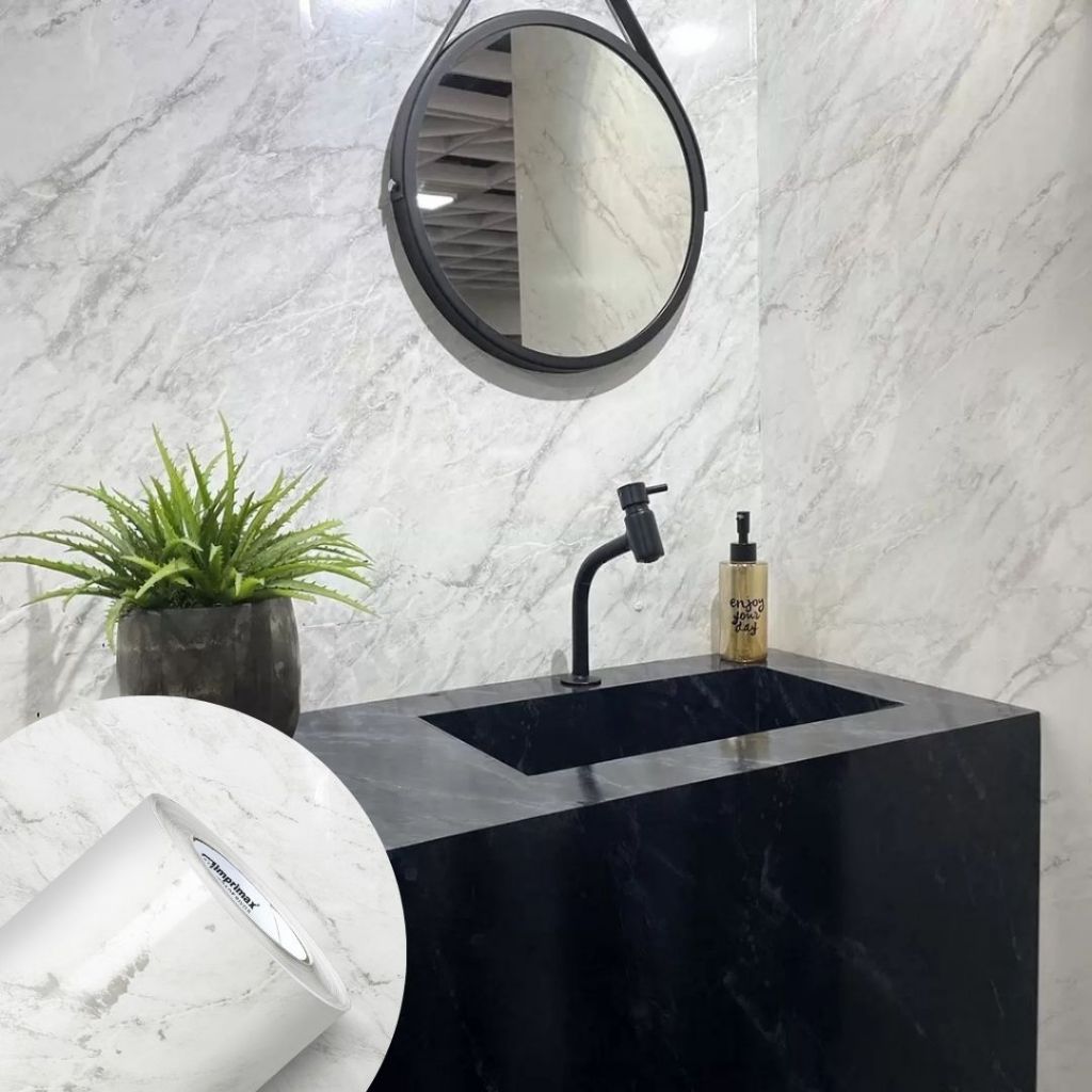 Papel de Parede Adesivo Lavável Mármore Calacatta Brilho Imprimax 4m x 1,22m