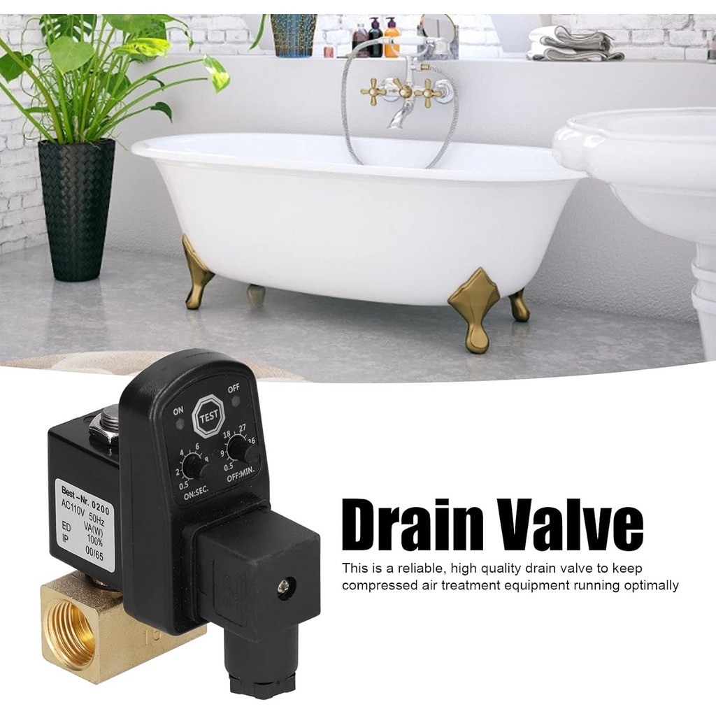 Electronic Timed Drain Valve, 110V Automatic Drain Valve, Condensate Drain Valve for Air Compressor Drying Machine