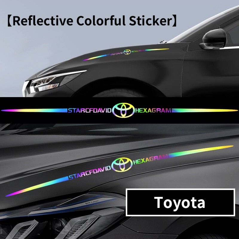 1/2pcs Toyota Car Laser Adesivo Reflexivo Logotipo Colorido Para VIos Yaris Corolla Cross Wish Revo CHR Avanza Fortuner