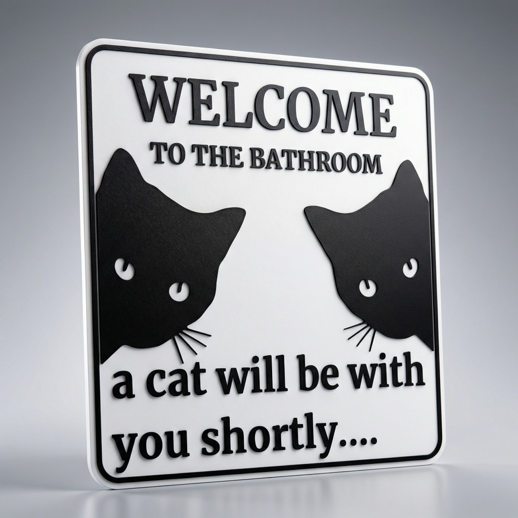 Placa Decorativa Banheiro Gatos 