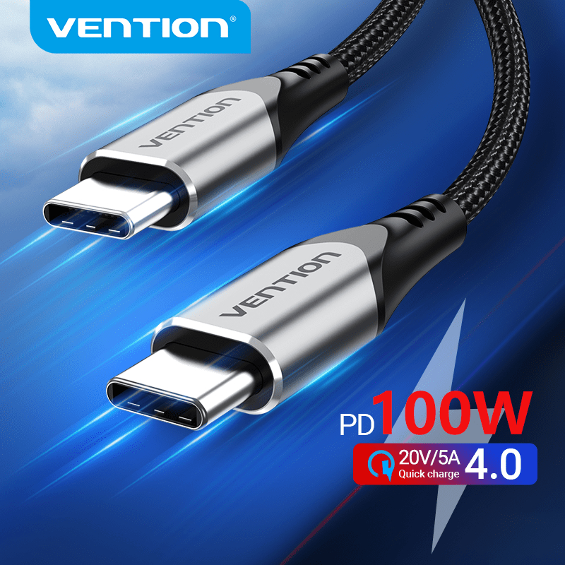 Vention - Cabo USB-C 100W 5A E-Mark Carregamento Rápido PD Compatível iPhone 16 17 Nintendo Switch