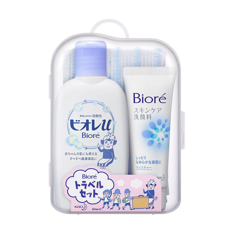 Biore Travel Set Includes Face Wash Foam/ Body Wash/Half-Size Body Towel