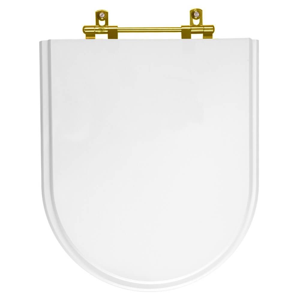 Tampa de Vaso Smart Branco para bacia Celite Com Ferragem Dourada
