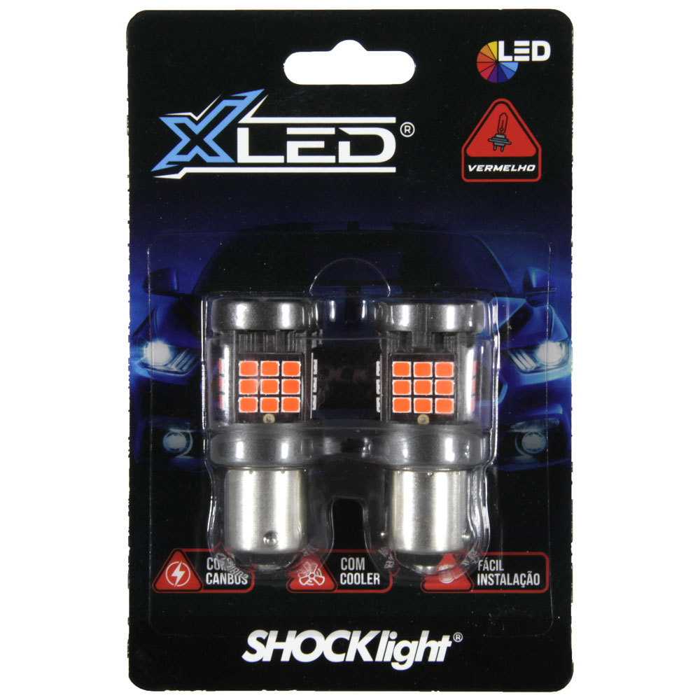 Lâmpada led 1 polo 36 led shocklight canbus vermelha 12v