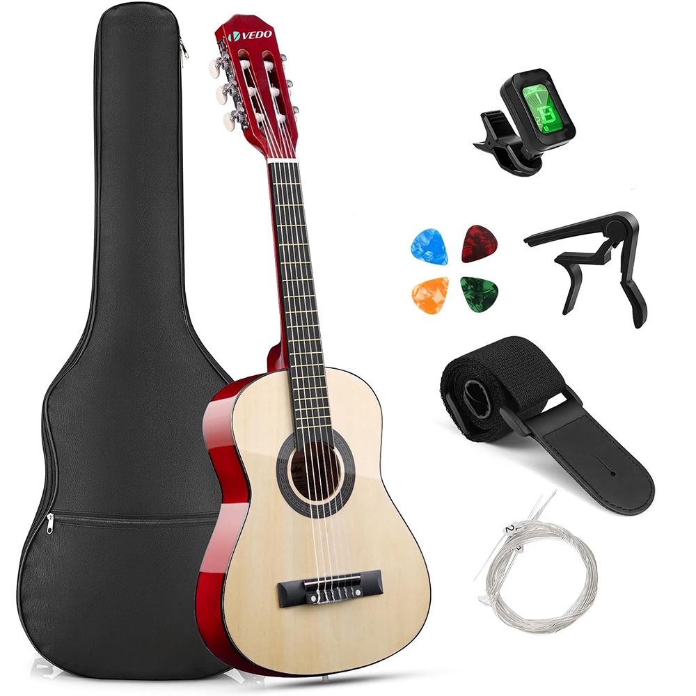 VEDO 30 inch acoustic guitar, suitable for beginners, children, and teenagers, 1/4 size classical guitar Acustica kit