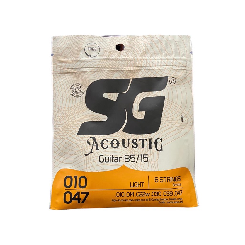 Encordoamento de Violão Aço SG 0.10 Acoustic Guitar 85/15