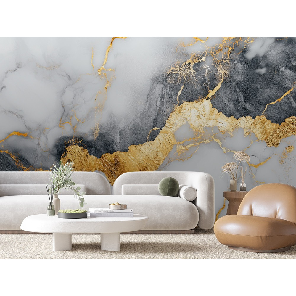 Papel Parede Vinilico Mármore Luxo Harmonia Aurum Marble New