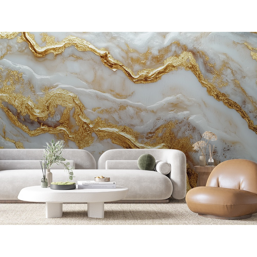 Papel Parede Vinilico Mármore Luxo Gold Premium Aurum Marble