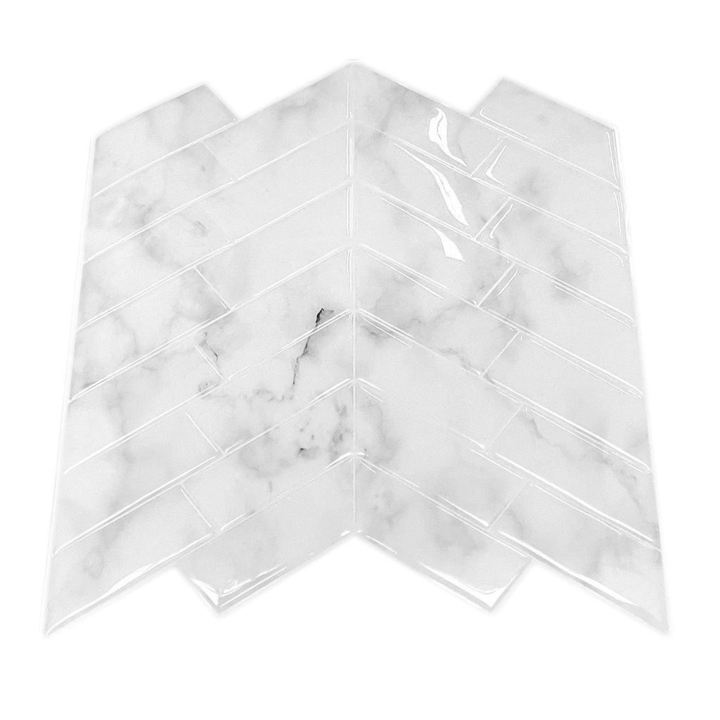 Pastilha Adesiva Espinha de Peixe Marble Branca Marmorizada