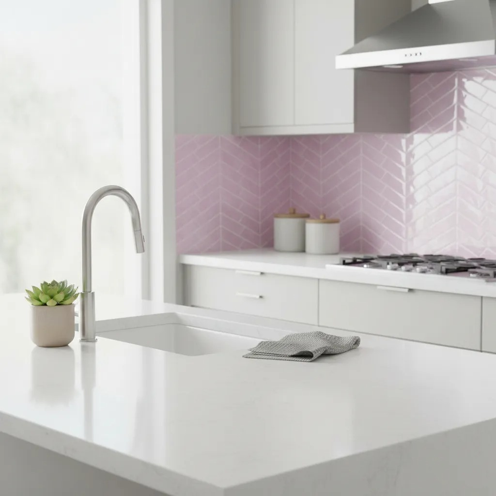Pastilha Adesiva Espinha De Peixe Marble Rosa