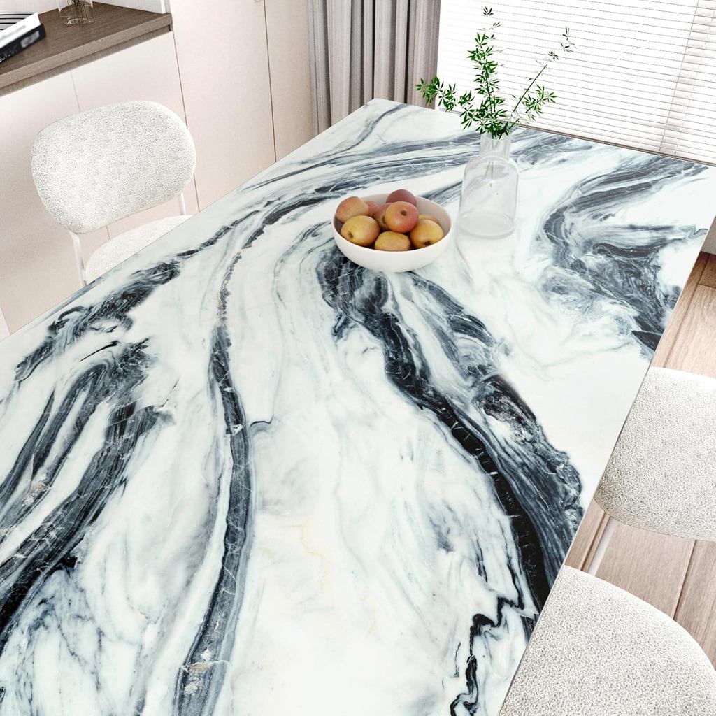 Blue/White Marble Contact Paper Peel and Stick for Countertops Glossy Marble Wallpaper Self Adhesive Removable Contact P