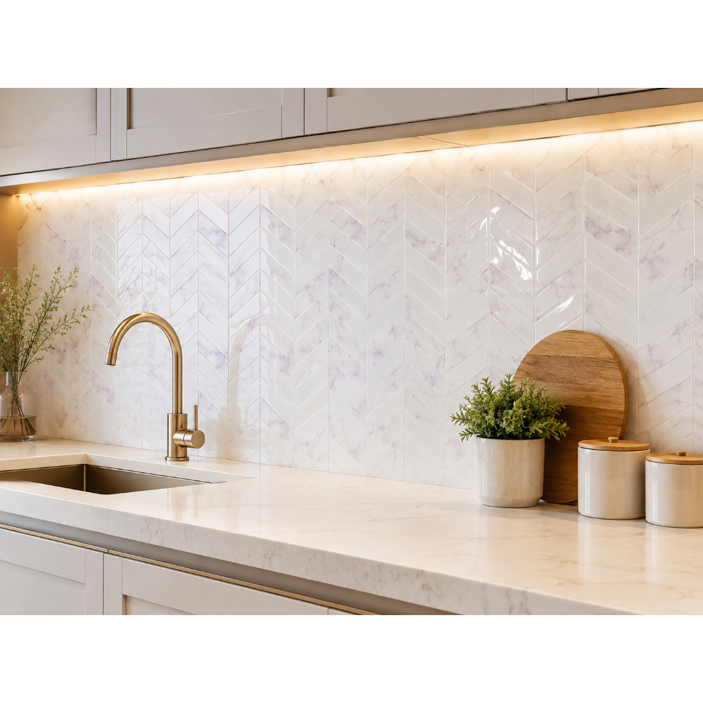Pastilha Adesiva Espinha De Peixe Marble Lilás Classic