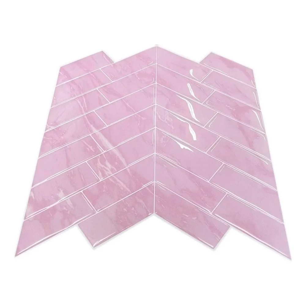 Pastilha Adesiva Espinha De Peixe Marble Rosa