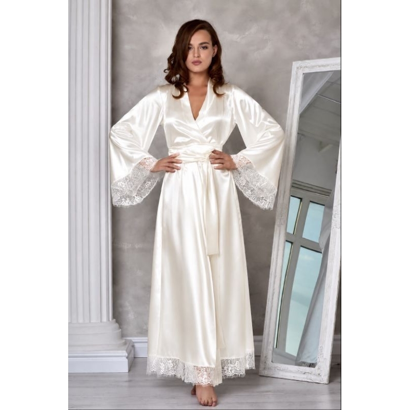 Robe Noiva Off White Longo de Cetim com Renda Luxo – Manga Longa – Dia da Noiva, Casamento e Making Of