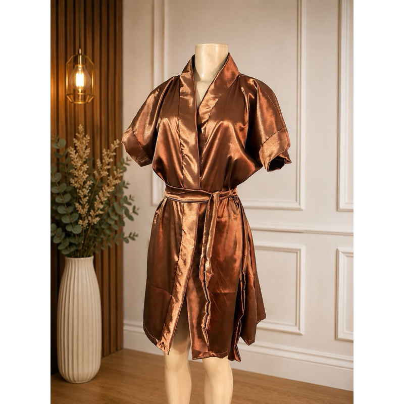 Robe Roupão de cetim LISO para Making off de casamento, debutante, salão uso profissional