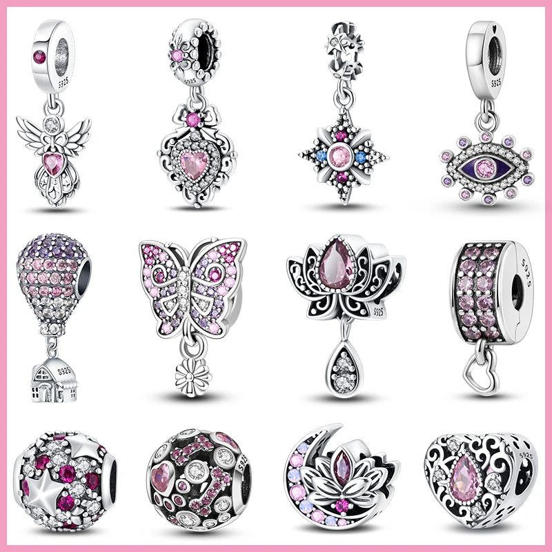 Romântico Retro Clássico Série Lotus Charm Beads Fits 925 Silver Pulseira Original Feminina Pendant Jewelry Making