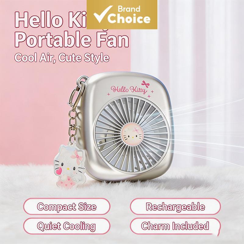 MINISO Sanrio Hello Kitty Series 500mAh Mini Ventilador Portátil Prateado Com Pingente De Personagem Chaveiro Presente D