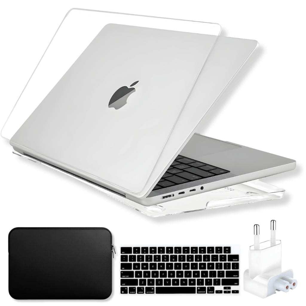 Kit Capa SkinCase Para MacBook Air 13 Pol M2 M3 +Bag +Capa Teclado +Plug BR - Transparente Cristal