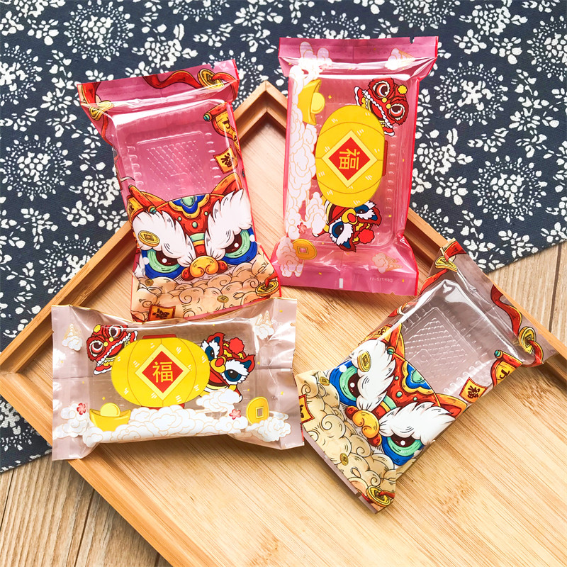 Leão dança Mix jogo cozimento saco de embalagem bolso plano abacaxi bolo doces Mung feijão bolo Fuzi Nougat bolo biscoit