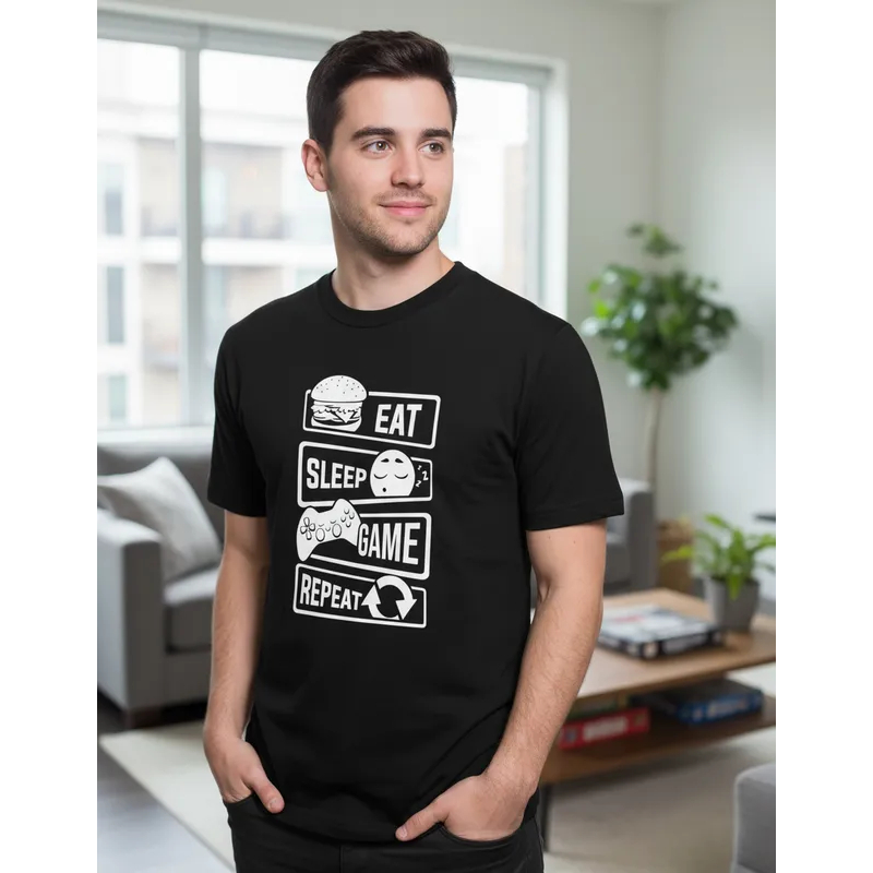 Camiseta Camisa Eat Sleep Geek Presente Engraçada Nerd Gamer Video Game Play