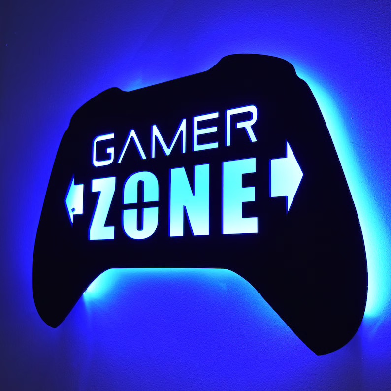 Quadro de Led Painel Luminoso Gamer Zone Quadro 60x40cm