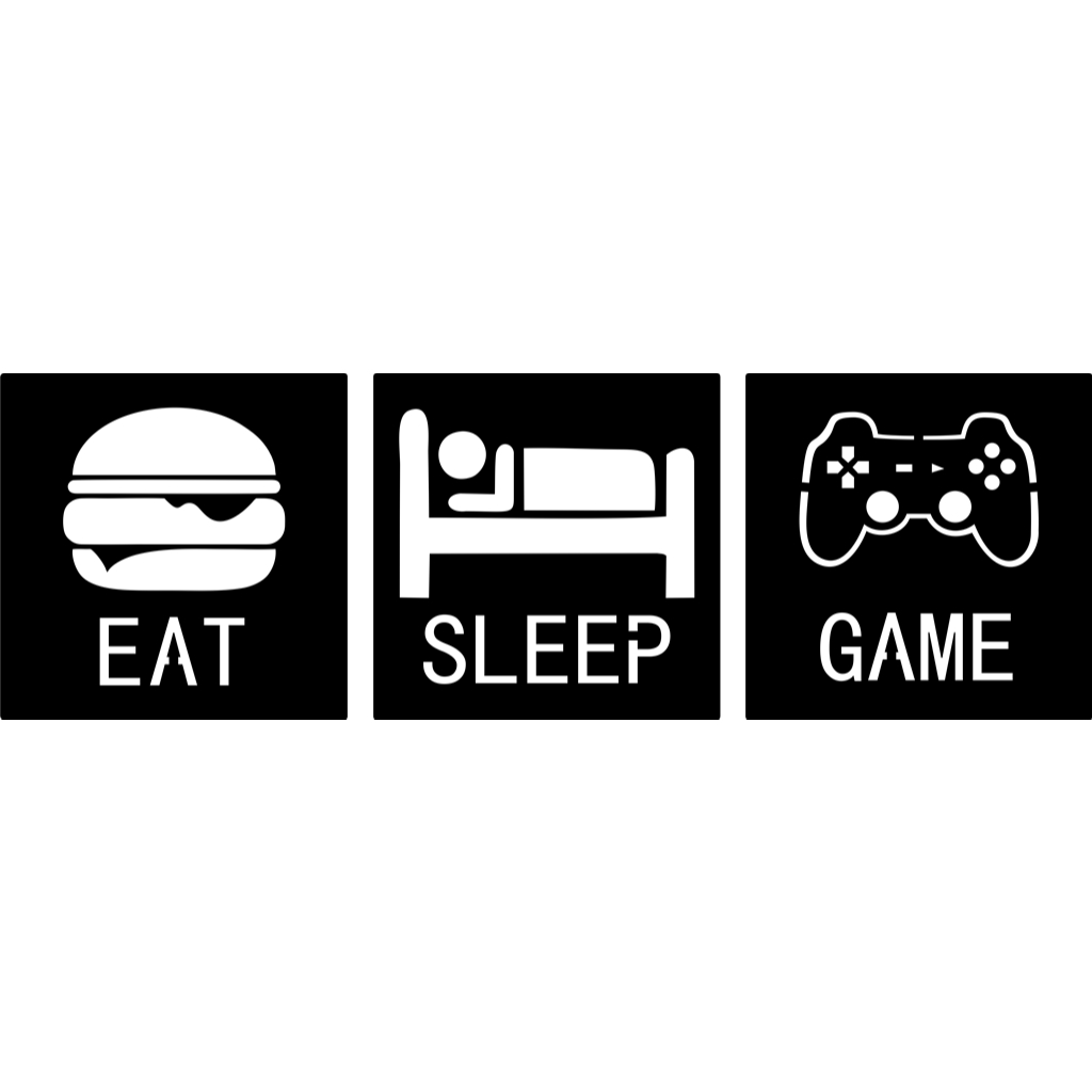 Trio Quadros Vazados Gamer Eat Sleep Game Mdf 3mm