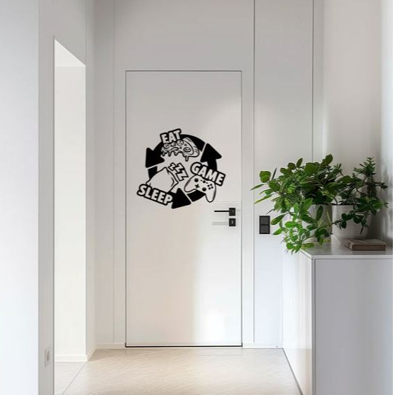 Adesivo para Porta EAT GAME SLEEP