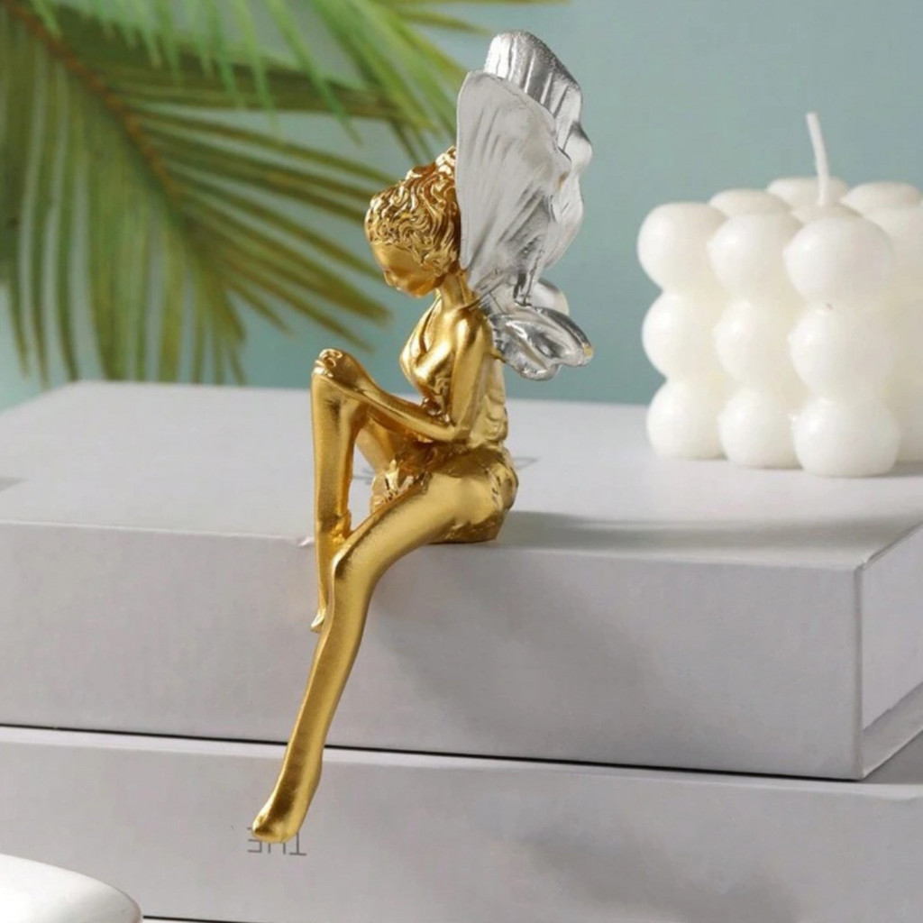 Flower Fairy Decorative Sculpture – Small Home Ornament for Living Room Bedroom Office Table Decoration Elegant Gift f