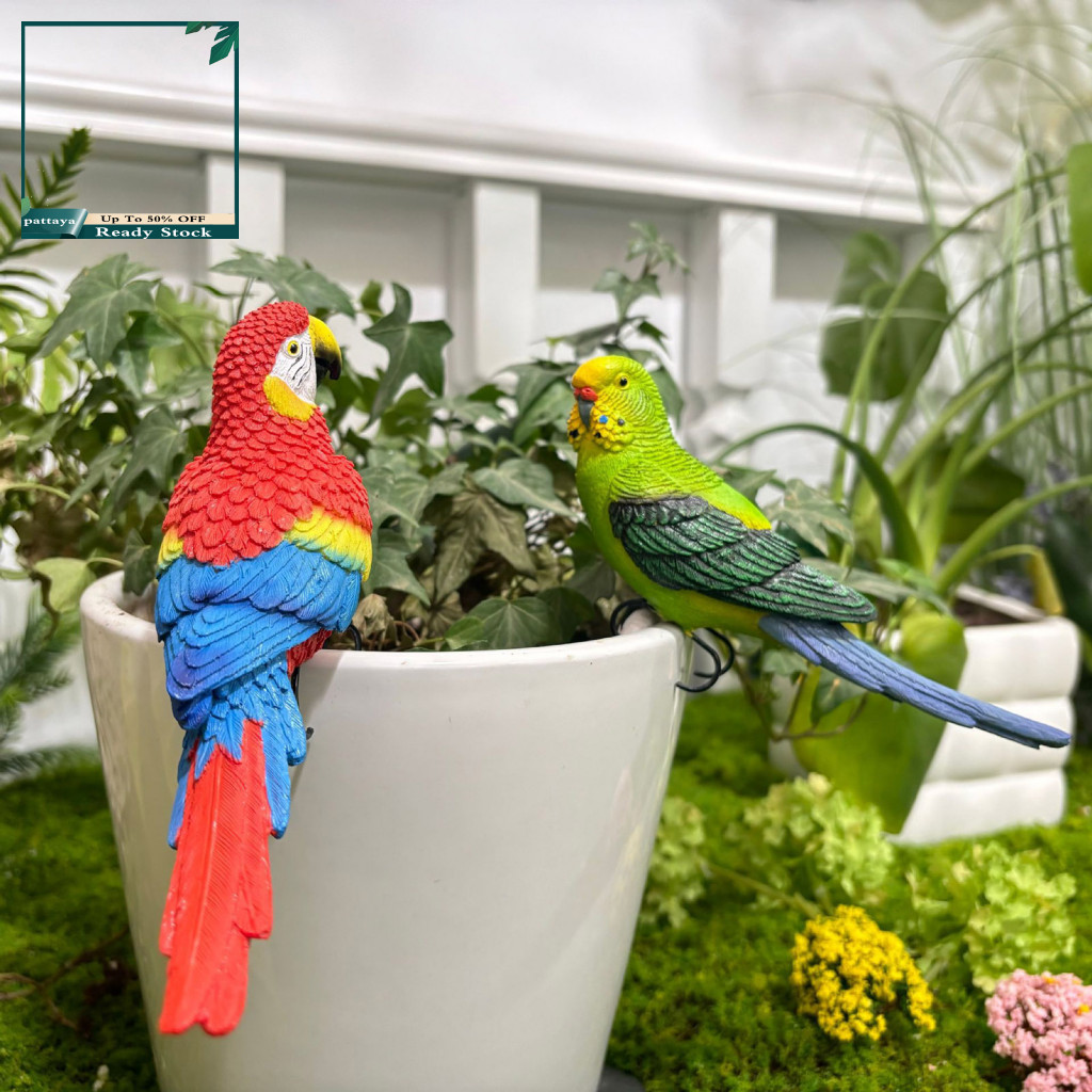 Parrot Ornament with Beautiful Fine Carving Realistic Colorful Table Decoration for Room Bedroom Office – Elegant Home