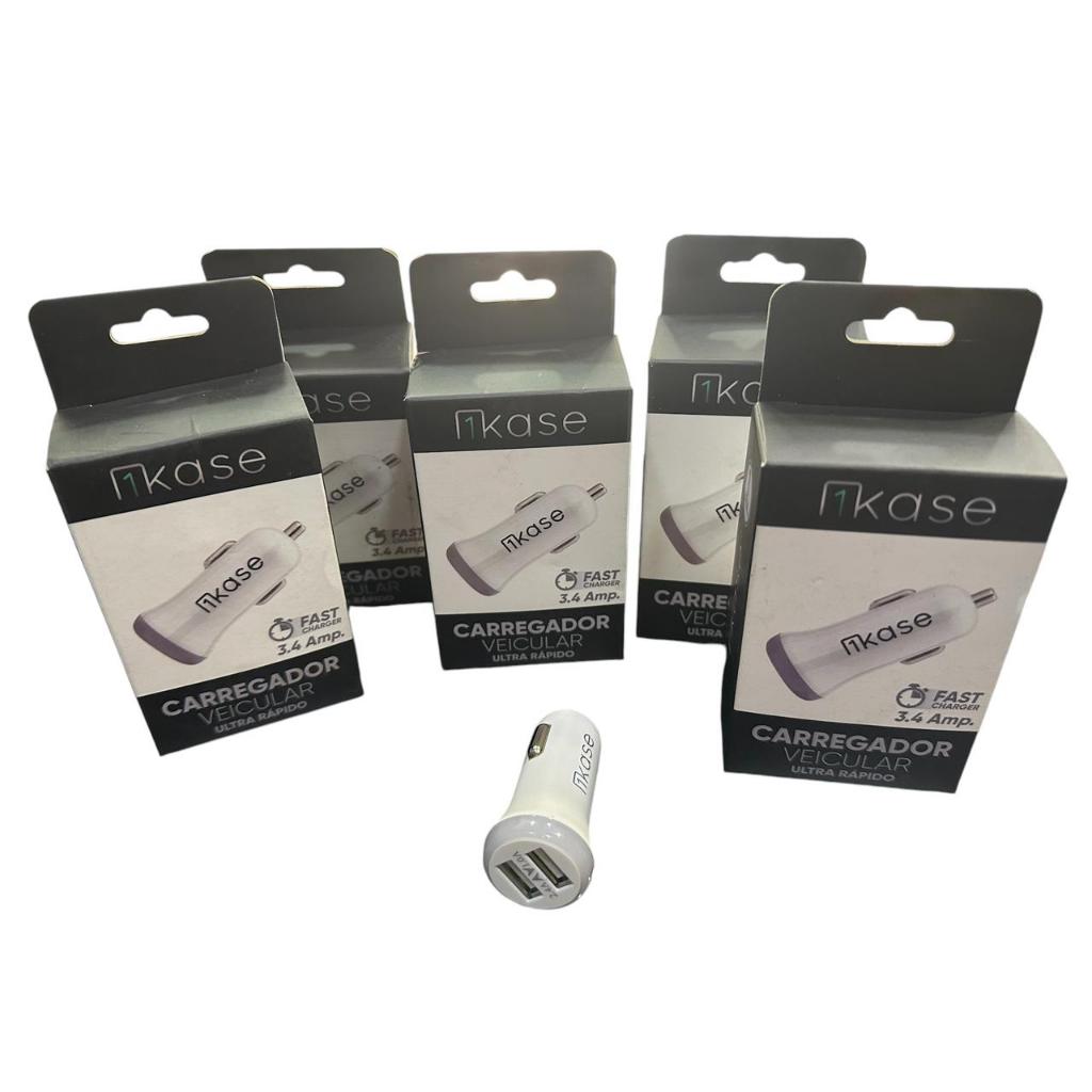 Carregador Kase para Celular Veicular TURBO Carro ultra rapido Fonte 2 entradas USB